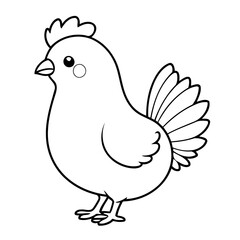 Simple vector illustration of hen drawing for children page