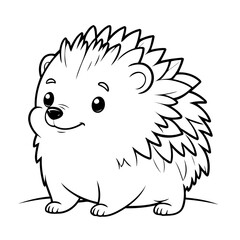 Simple vector illustration of hedgehog drawing for toddlers book