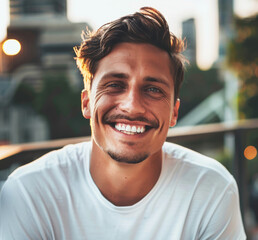 Fototapeta premium smiling young man with perfect white teeth,