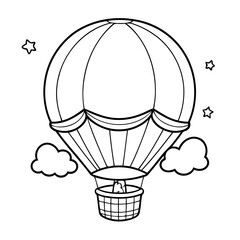 Cute vector illustration hotair hand drawn for kids coloring page