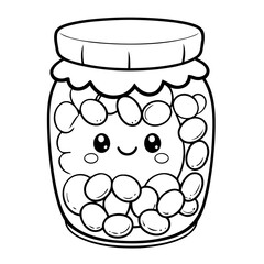 Cute vector illustration jellybean drawing for colouring page