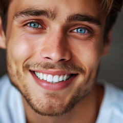 smiling young man with perfect white teeth,