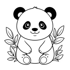 Obraz premium Simple vector illustration of panda for toddlers colouring page