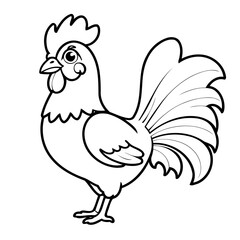 Vector illustration of a cute rooster drawing colouring activity