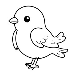 Vector illustration of a cute Bird doodle colouring activity for kids