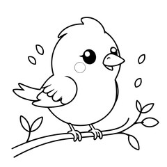 Cute vector illustration Bird doodle black and white for kids page