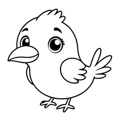 Vector illustration of a cute Bird doodle drawing for kids page
