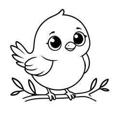 Cute vector illustration bird drawing for toddlers colouring page