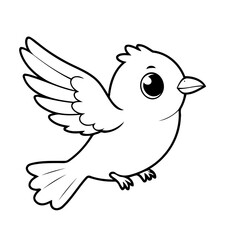 Simple vector illustration of Bird drawing for children page