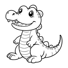 Cute vector illustration crocodile doodle for kids coloring worksheet