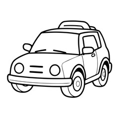 Vector illustration of a cute Car doodle for toddlers colouring page