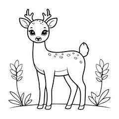 Vector illustration of a cute deer doodle for kids coloring worksheet