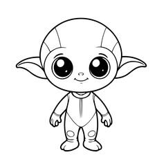 Cute vector illustration friendly drawing for kids colouring activity