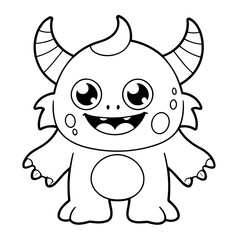 Simple vector illustration of friendly hand drawn for kids coloring page