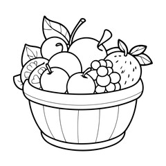 Cute vector illustration fruit doodle for toddlers colouring page