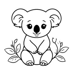 Cute vector illustration koala for kids coloring activity page