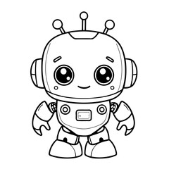 Simple vector illustration of Robot hand drawn for kids coloring page