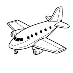 Simple vector illustration of Airplane drawing for kids colouring page