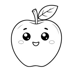 Cute vector illustration apple for toddlers colouring page