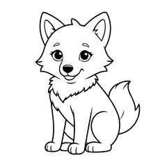 Cute vector illustration Wolf for toddlers colouring page