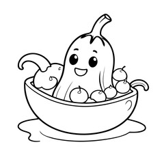 Vector illustration of a cute banana drawing for toddlers coloring activity