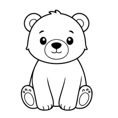 Simple vector illustration of bear hand drawn for kids page