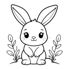 Simple vector illustration of bunny drawing for toddlers book
