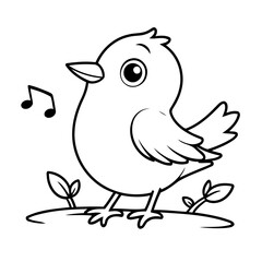 Simple vector illustration of Bird hand drawn for toddlers