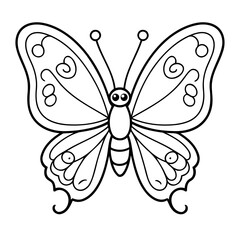 Cute vector illustration butterfly drawing for kids colouring activity