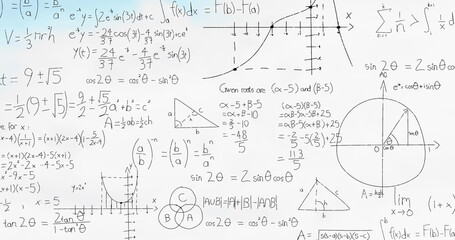 Image of mathematical equations over white background