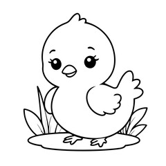 Cute vector illustration chick for children colouring activity