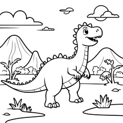 Cute vector illustration Dino for kids colouring page