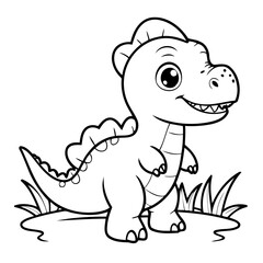 Simple vector illustration of dinosaur drawing for kids colouring activity