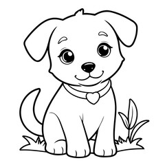 Vector illustration of a cute dog drawing for toddlers colouring page