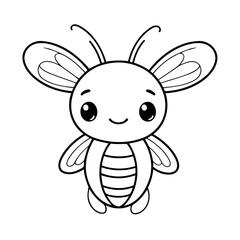 Simple vector illustration of firefly drawing colouring activity