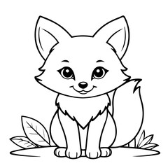 Cute vector illustration Fox drawing for kids page