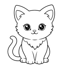 Simple vector illustration of kitten drawing for toddlers book