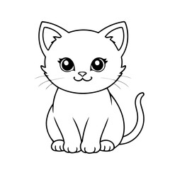 Vector illustration of a cute kitten drawing for colouring page