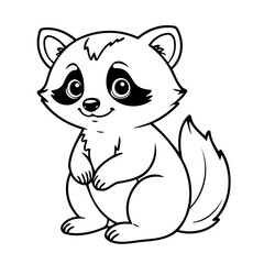 Cute vector illustration raccoon doodle for toddlers worksheet