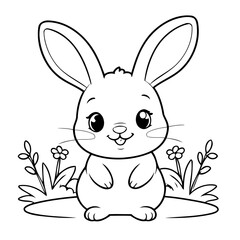 Cute vector illustration rabbit doodle for kids coloring worksheet