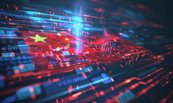 Abstract technological China flag, template background