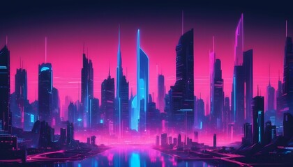 A futuristic cityscape lit by neon lights with gra upscaled 3