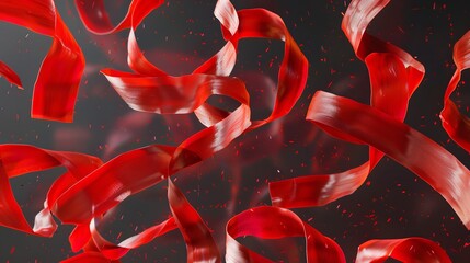 Set of Red Fluttering Ribbons Cut Out 8K

