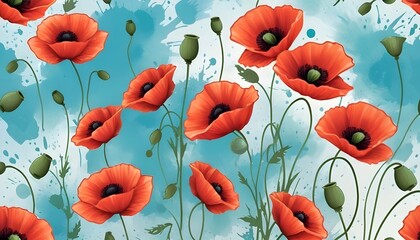 Craft a background with vibrant poppies dancing in upscaled 26