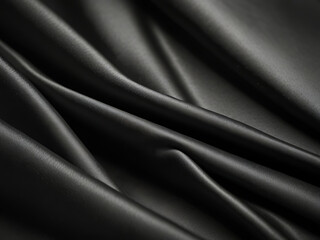 Fototapeta premium Abstract luxurious black silk texture satin for abstract background. Beautiful soft folds on the fabric. Generative AI.