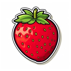 Obraz premium cartoon strawberry sticker