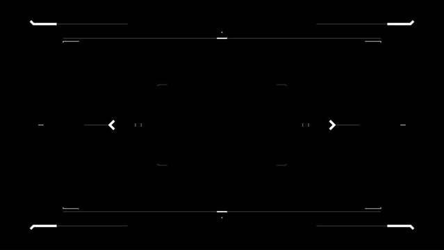 Futuristic glitched HUD aim. Cyberpunk style distorted HUD screen. Tech user interface hologram glitchy screen for game, movie, sci-fi, drone footage, VR. Overlay template. Cyber, tech concept.