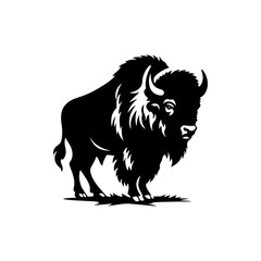 Minimalist Bison Silhouette- Immortalized in Dynamic Vector Depictions of Wild Majesty- Bison Vector- Bison Illustration.