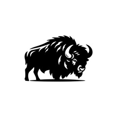 Minimalist Bison Silhouette- Immortalized in Dynamic Vector Depictions of Wild Majesty- Bison Vector- Bison Illustration.