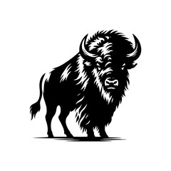 Minimalist Bison Silhouette- Immortalized in Dynamic Vector Depictions of Wild Majesty- Bison Vector- Bison Illustration.